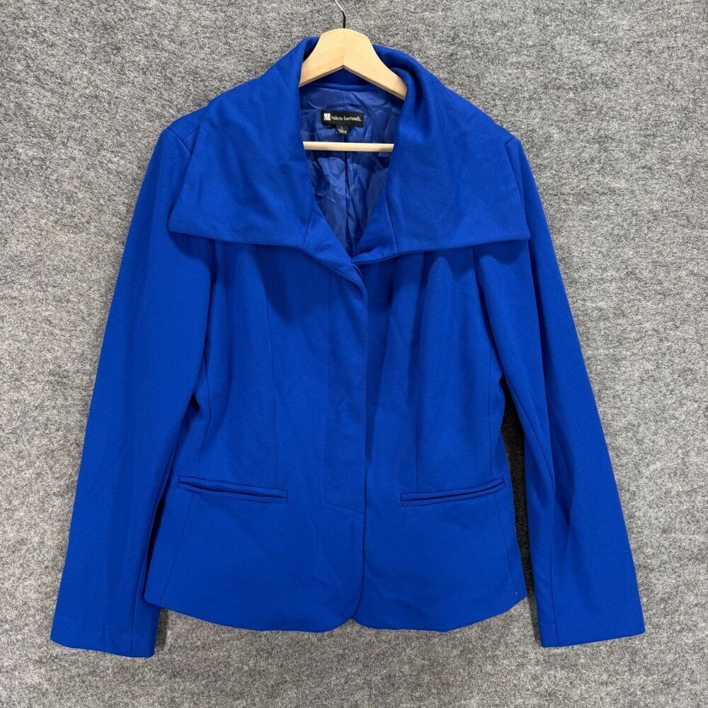 Valerie Bertinelli Jacket Women L Large Blue Collared Long Sleeve Lined Pockets
